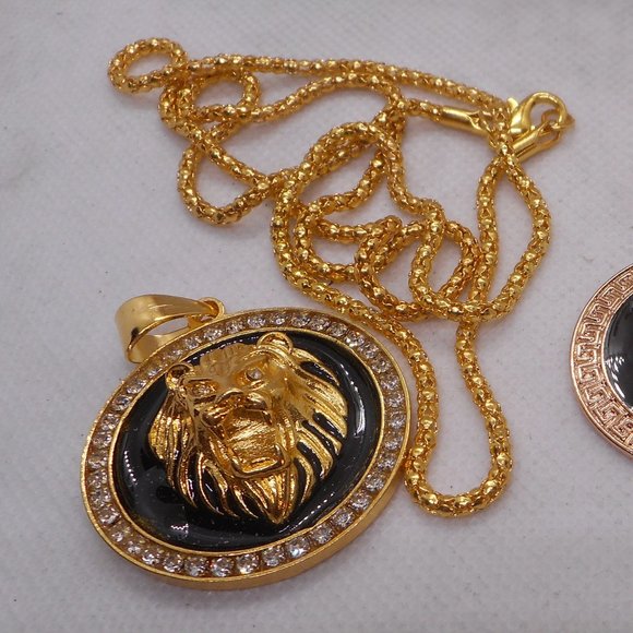 Steeltime 30 18k Gold Plated Stainless Steel Lion Head Pendant On Rope Steeltime 30 18k Gold Plated Stainless Steel Lion Head Pendant On Rope